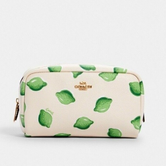 Coach Handbags - Coach Chalk Green Multi Small Cosmetic Makeup Case With Lime Print. NWT.